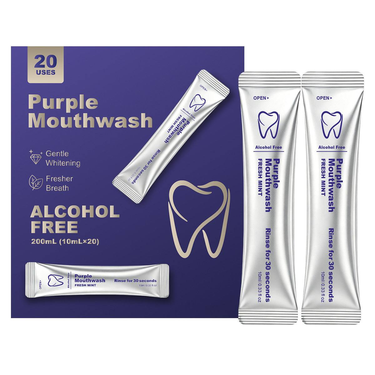 Purple Mouthwash for Teeth Cleaning and Oral Care