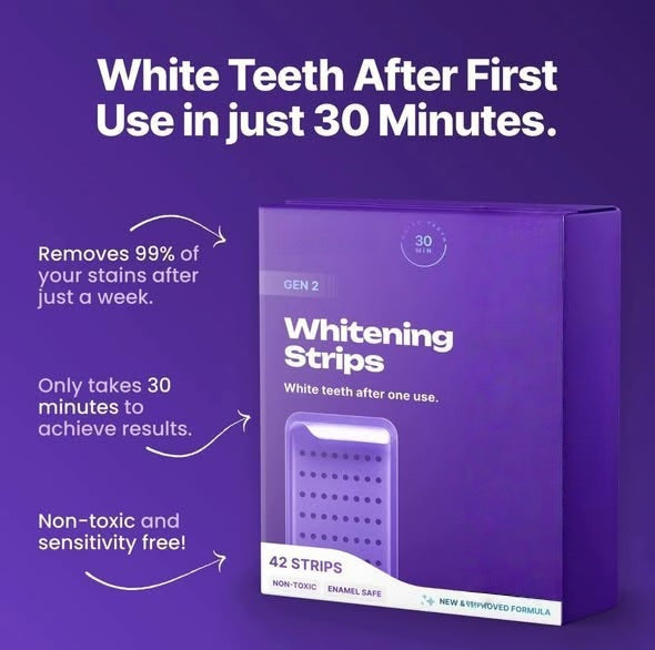 Teeth-whitening strips for fresh breath and thorough dental cleaning